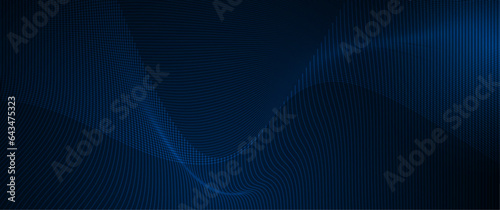Vector abstract cyberspace and blue line pattern movement, graphic design over dark blue space background. Illustration futuristic connection, hi tech, energy digital technology concept for background