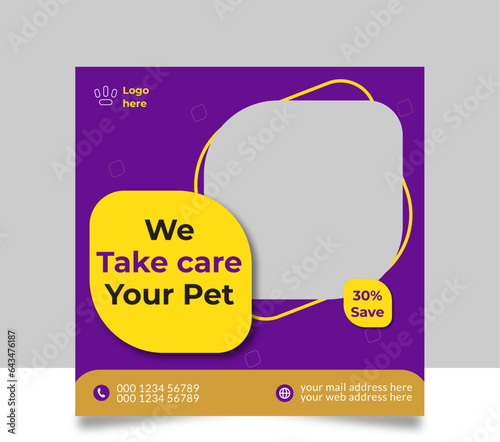 Pet Care Social Media Post Design Template
