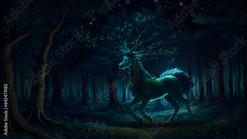 A Mythical Creature Emerging from an Enchanted Forest Generative Ai