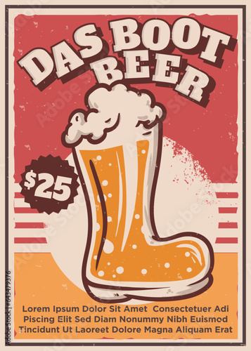 das boot beer promotional poster template. vintage sstyle vector flyer vector format photo
