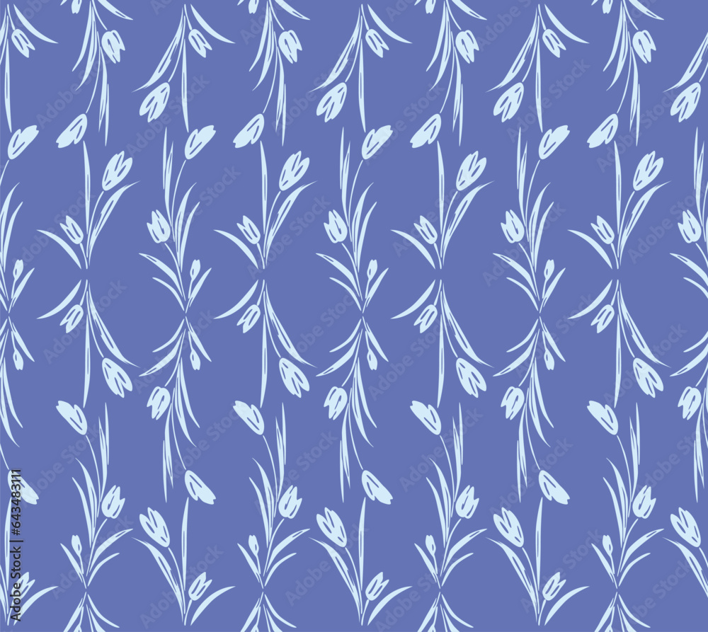 Japanese Tulip Bouquet Stripe Vector Seamless Pattern Japanese Tulip Bouquet Stripe Vector Seamless Pattern