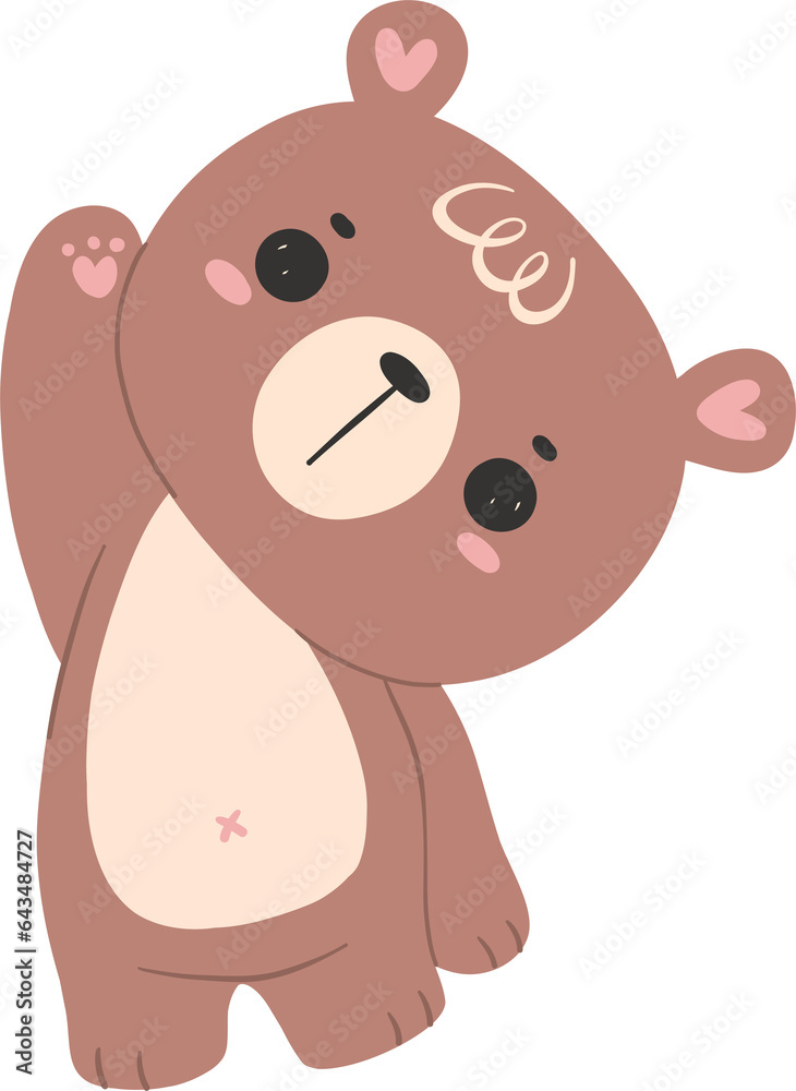 Cute bear, kawaii baby animal woodland cartoon doodle flat design. Cute bear, kawaii baby animal woodland cartoon doodle flat design.