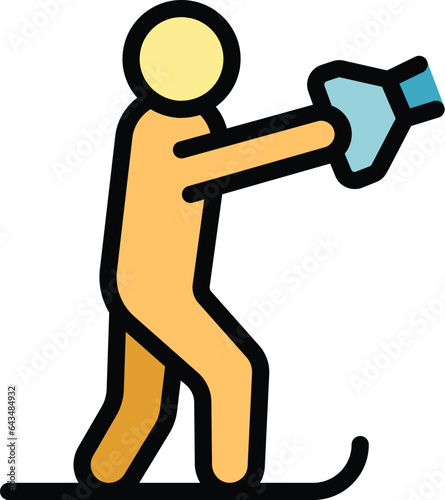 Water ski icon outline vector. Sport summer. Sea vacation color flat