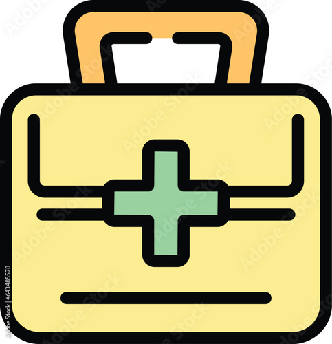 First aid kit icon outline vector. Beach holiday. Sea fun color flat