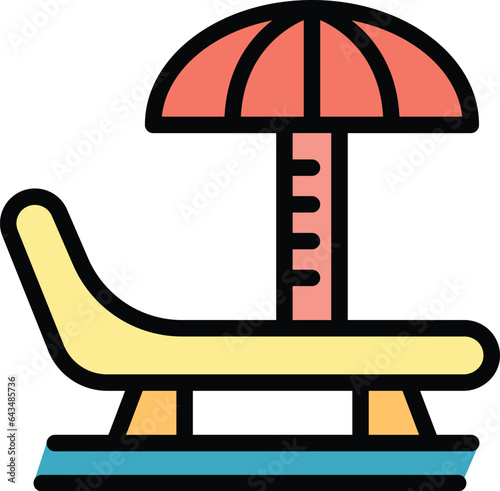 Beach bench icon outline vector. Water ski. People summer color flat