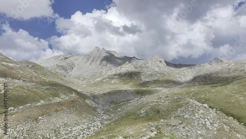 Colle Sommeiller, also Col du Sommeiller, Alps in the French-Italian border area, aerial view, drone shot, Bardonecchia, Piedmont, Italy, Europe photo