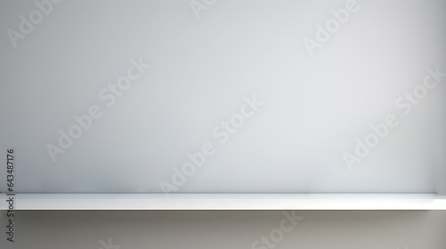 Elegance in Simplicity Clean and Versatile Background for Product Presentation – White Shelf on Light Gray Wall. created with Generative AI