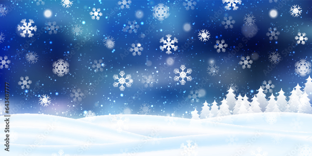 Naklejka premium クリスマス 雪 風景 冬 背景