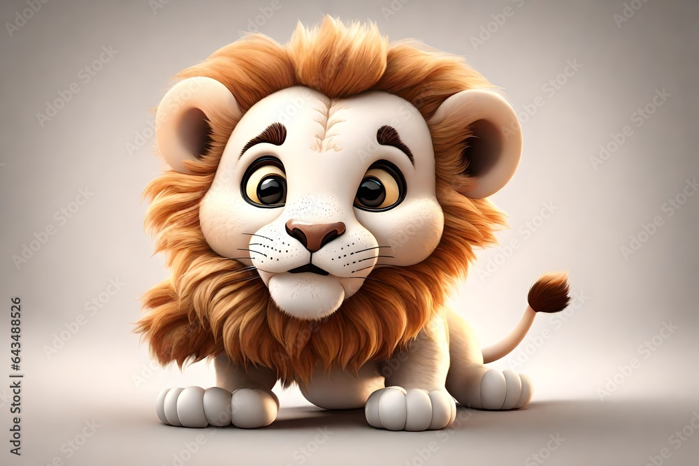 Cute baby lion cub done in a 3d cartoon style. Cute baby lion cub done in a 3d cartoon style.