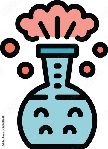 Chemical flask icon outline vector. Business success. Finance strategy color flat
