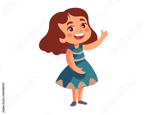 Happy little girl, vector illustration
