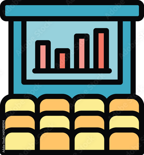 Conference icon outline vector. Business incubator. Idea startup color flat