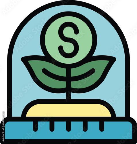 Finance plant icon outline vector. Idea startup. Work creative color flat