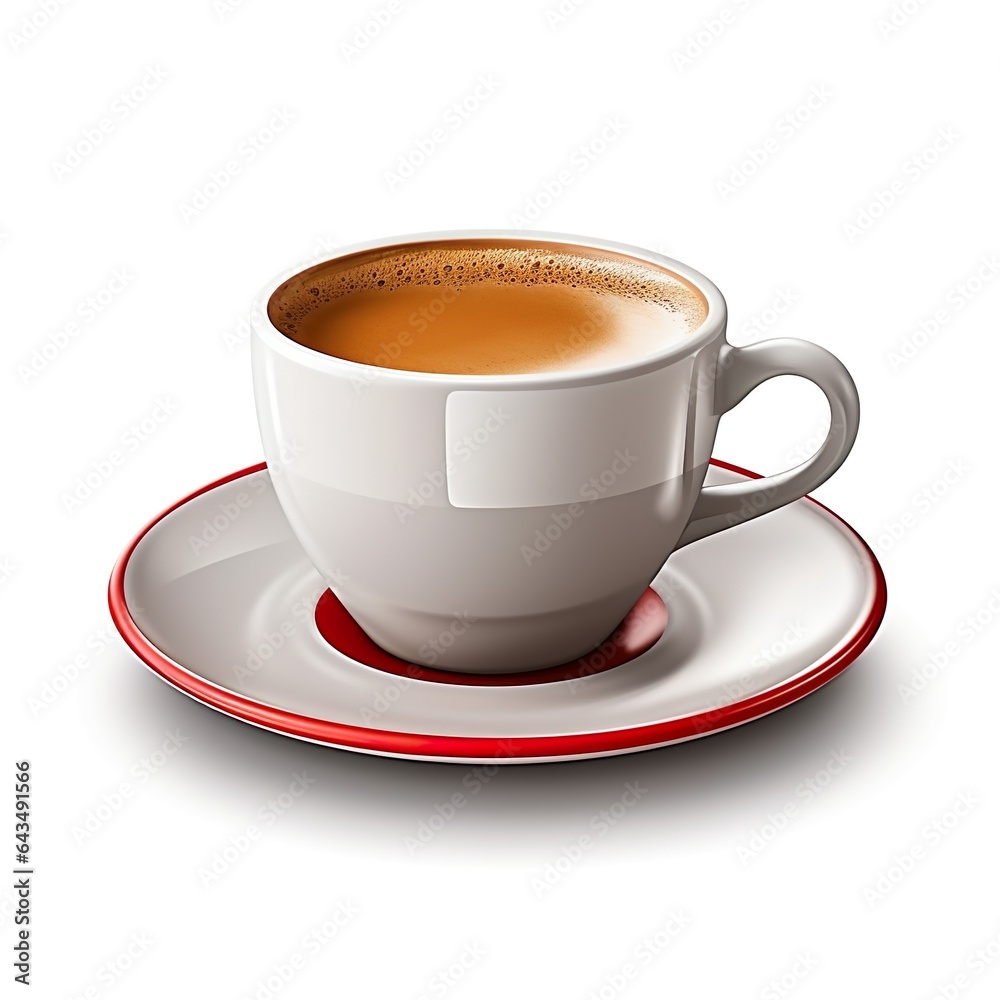 Fototapeta premium close-up of white coffee cup with white saucer isolated on white background