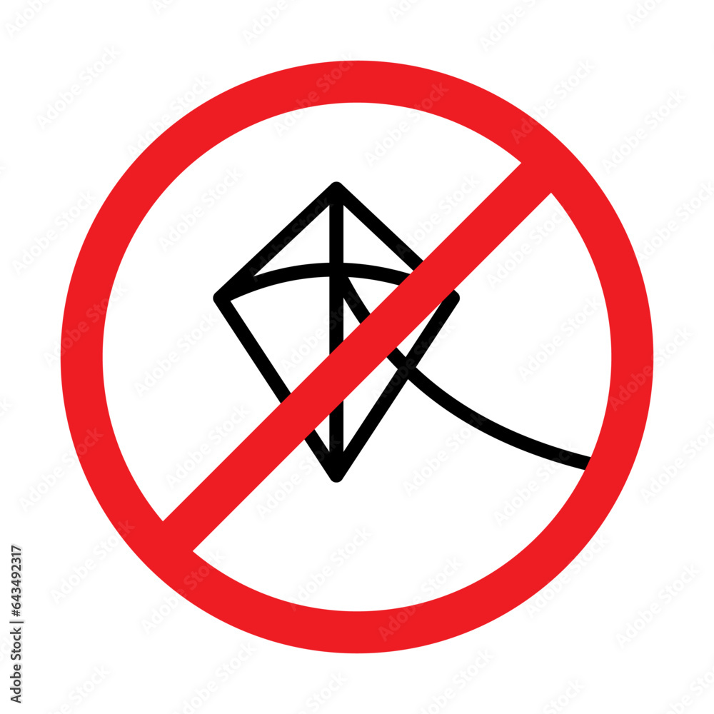 No kite flying sign warning icon logo vector image Adobe Stock