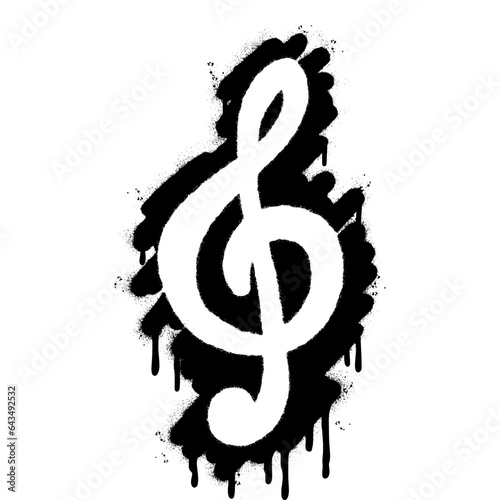 Spray Painted Graffiti treble clef icon Sprayed isolated with a white background.