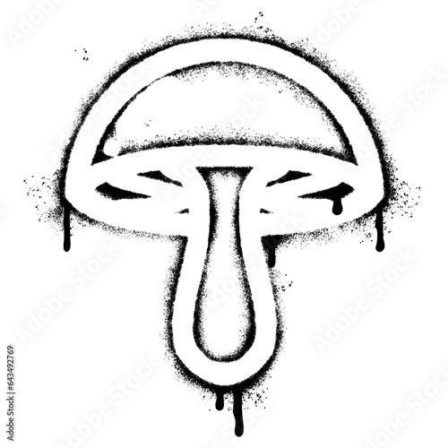 Spray Painted Graffiti Mushroom icon Sprayed isolated with a white background.