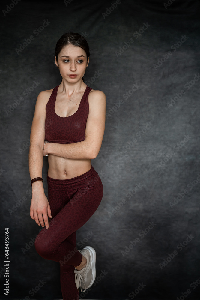 portrait of cheerful fitness woman in sport cloth bra isolated on black portrait of cheerful fitness woman in sport cloth bra isolated on black