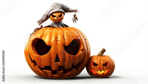 halloween jack o lantern pumpkin isolated white background © Dinaaf