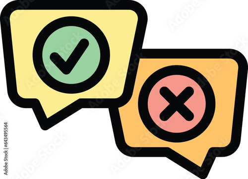 Election chat icon outline vector. Vote ballot. Paper public color flat