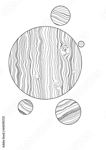 Abstract Wooden Jupiter on black and white 