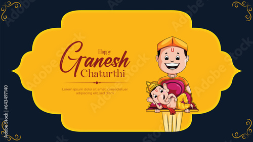 Banner design of Happy Anant Chaturdashi Indian festival template photo