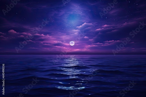 a large body of water under a purple sky, a digital painting. The concept of astrology and astronomy.