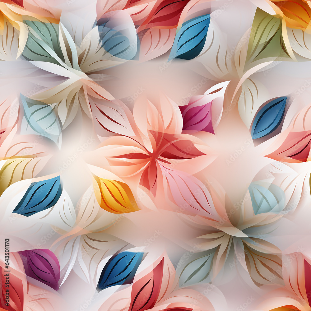 Colored paper flowers art seamless pattern. Colored paper flowers art seamless pattern.