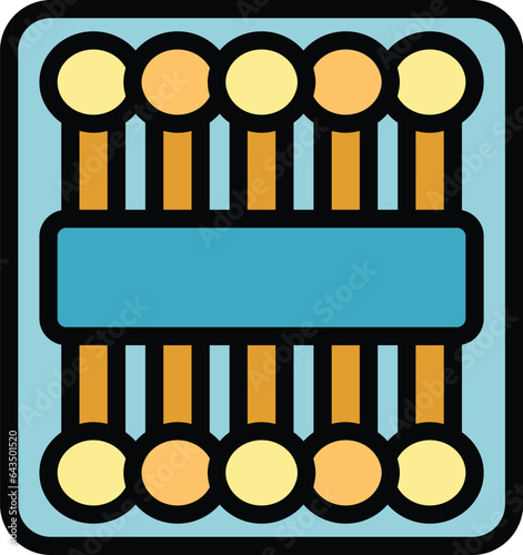 Cotton swab pack icon outline vector. Ear stick. White care color flat