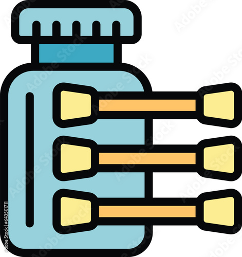 Care cotton stick icon outline vector. Ear swab. Bud rod color flat