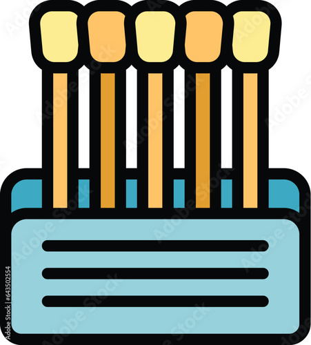Clean sterile icon outline vector. Wood ear. Makeup stick color flat