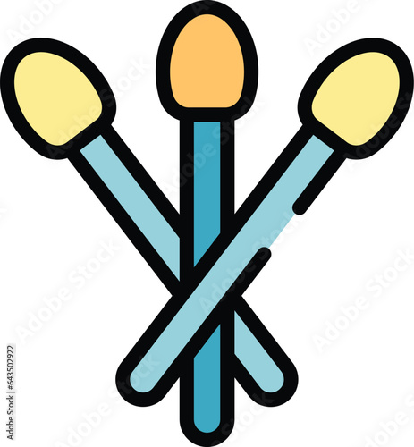 Clean swab icon outline vector. Ear cotton. Makeup earwax color flat