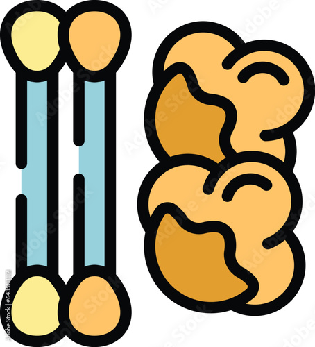 Eco cotton swab icon outline vector. Ear stick. Wood individual color flat