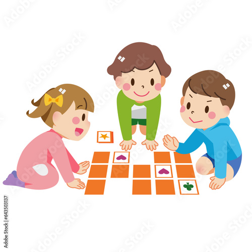 Children playing with the memory game.