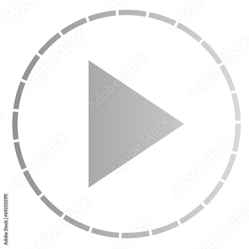 grey gradient colors play button on dash circle frame