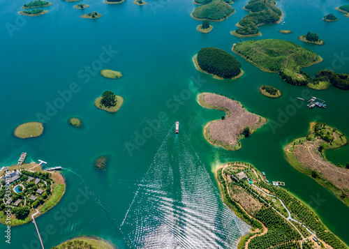 Aerial photo of Thac Ba lake, Yen Bai province, Vietnam. photo