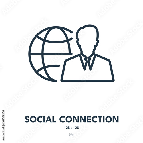 Social Connection Icon. Network, Communication, Global. Editable Stroke. Simple Vector Icon