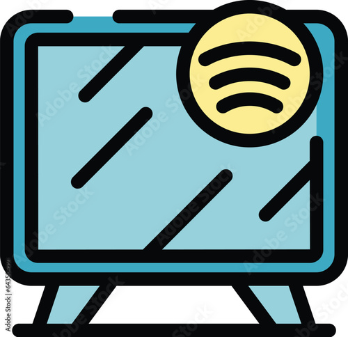 Video monitor icon outline vector. Home tv. Computer internet color flat