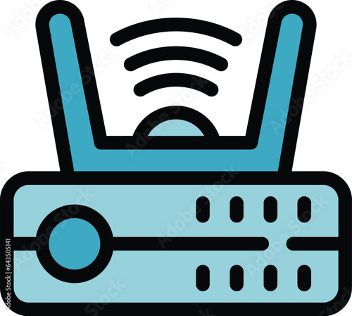 Smart wifi box icon outline vector. Home tv. Video monitor color flat