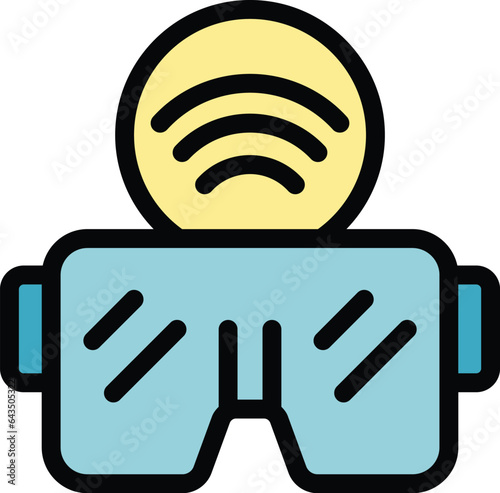 Vr glasses icon outline vector. Home tv. Video smart color flat