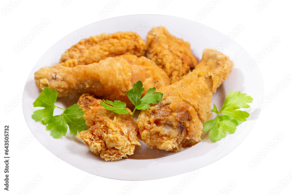 plate of fried chicken isolated on transparent background plate of fried chicken isolated on transparent background