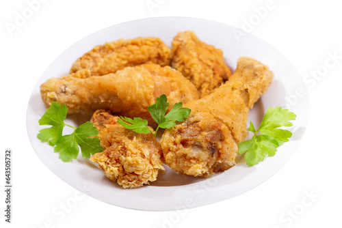 plate of fried chicken isolated on transparent background