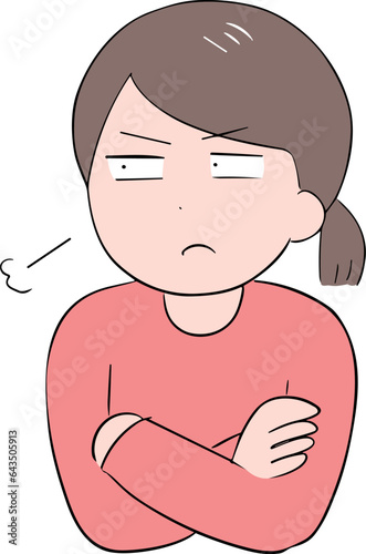 腕組みして怒っている女性