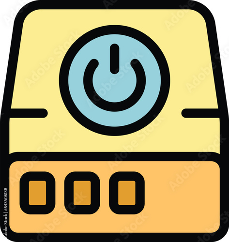 Push button media box icon outline vector. Computer internet. Home remote color flat