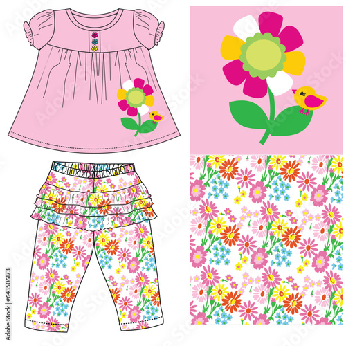 baby frocks with leggings flower print 