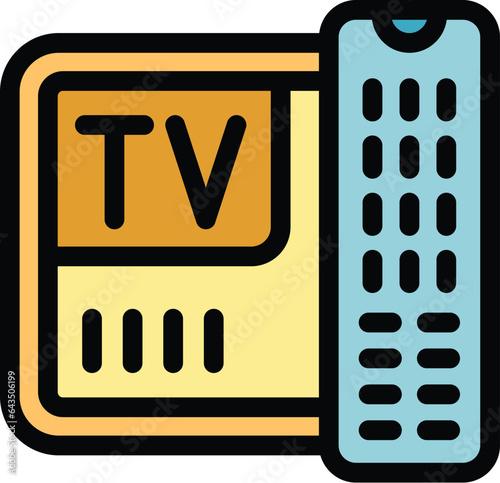 Tv remote control icon outline vector. Monitor box. Media screen color flat