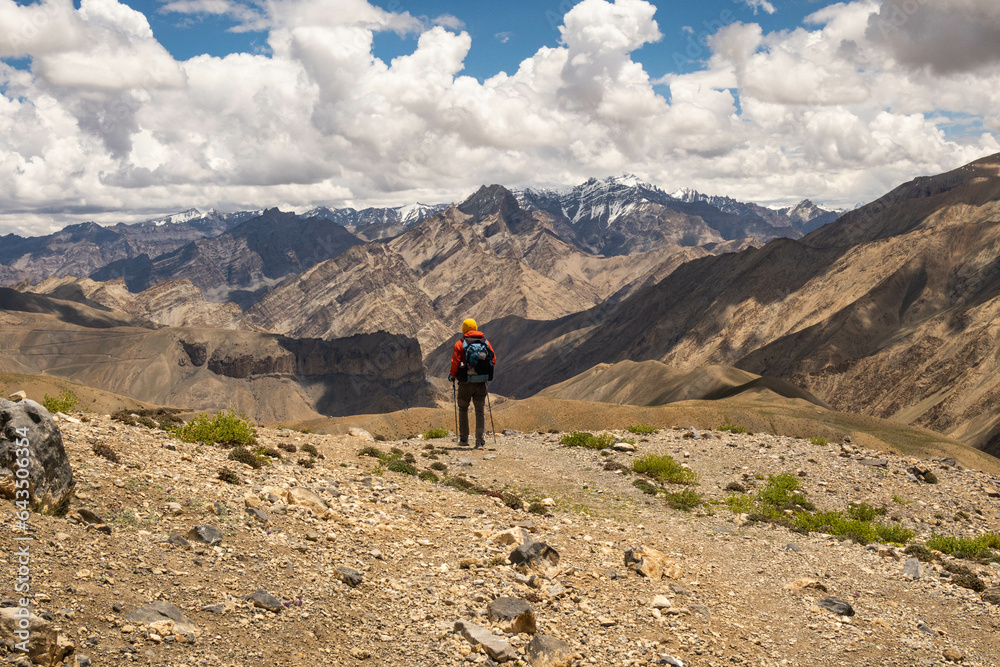 Trekking into the Lingshed Valley on the classic trans-Zanskar trek, Ladakh, India