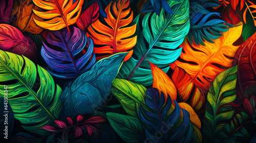 colorful monstera leaves pattern