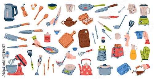 Cooking Tools and Kitchenware for Culinary Vector Set