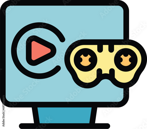 Smart box game icon outline vector. Computer internet. Media screen color flat